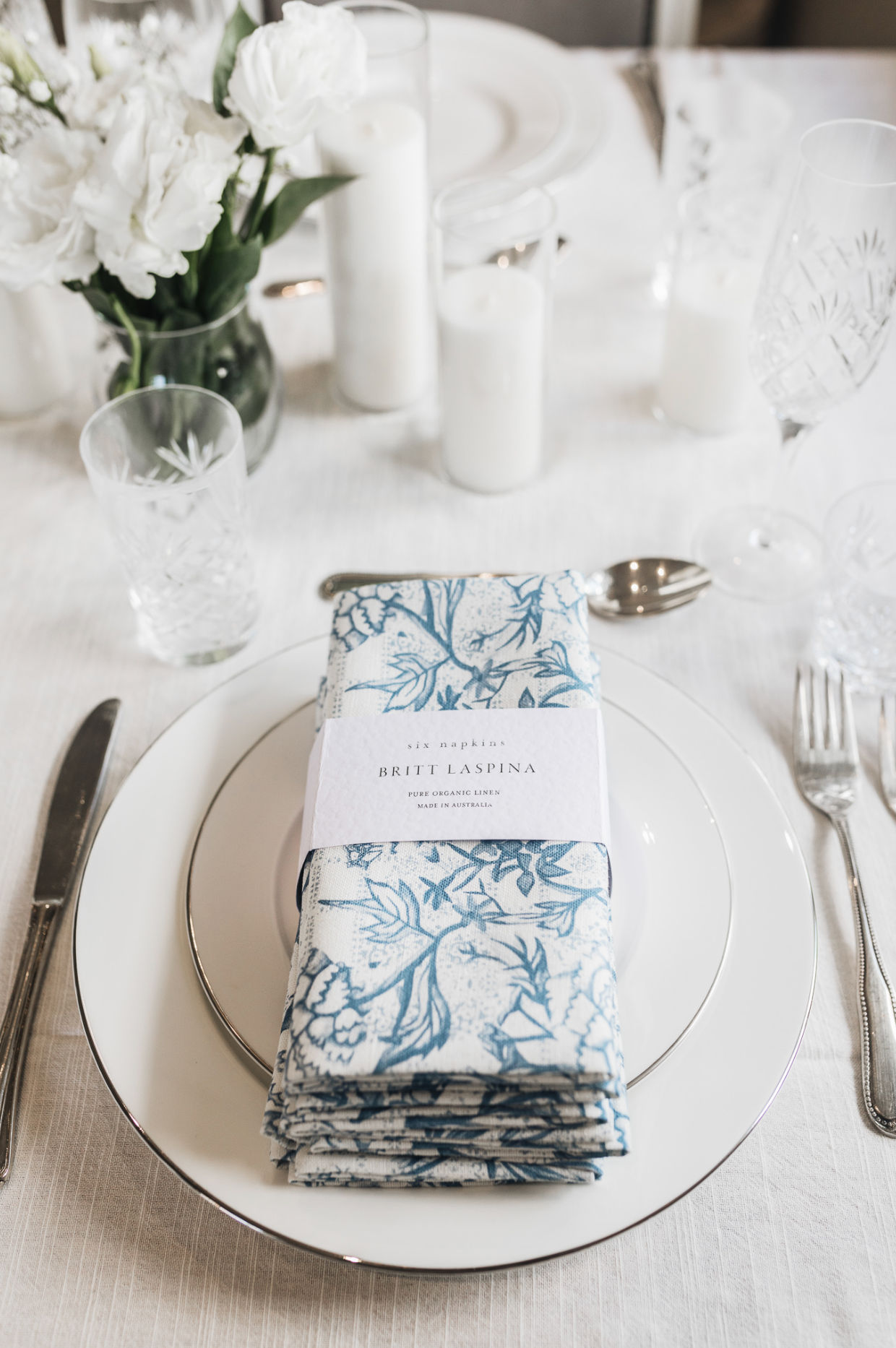 Navy Peonia Napkins - Set of 4