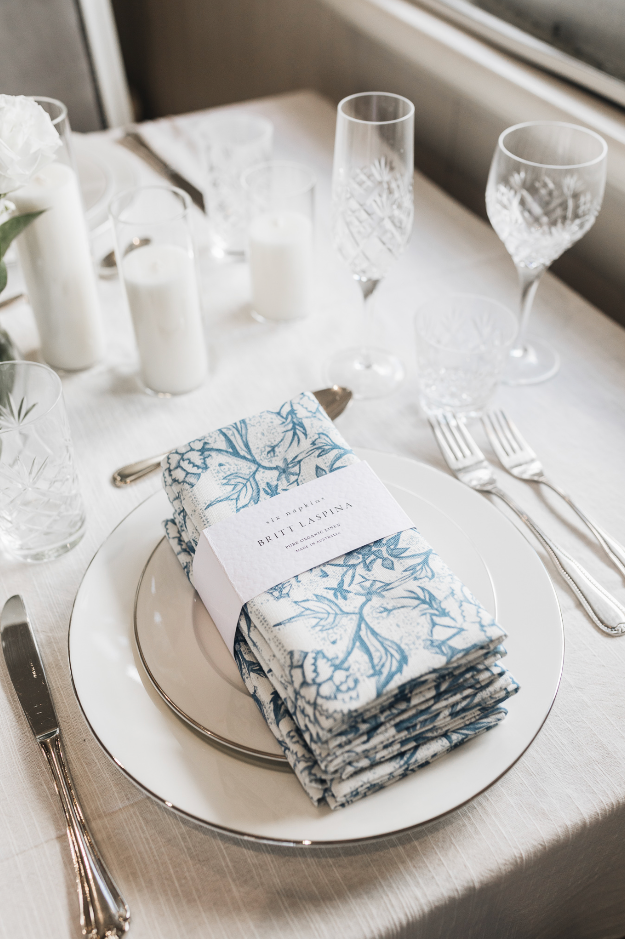 Navy Peonia Napkins - Set of 4