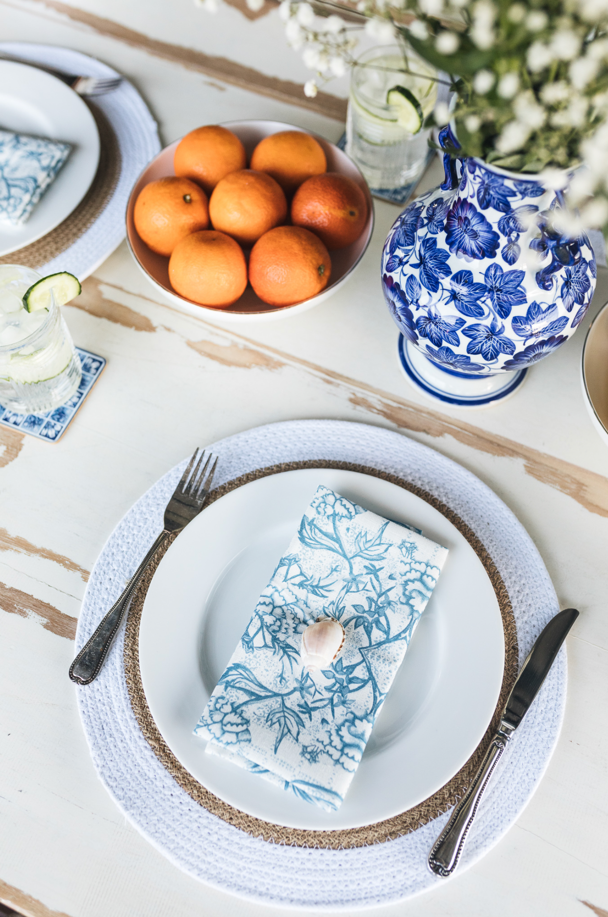Navy Peonia Napkins - Set of 4