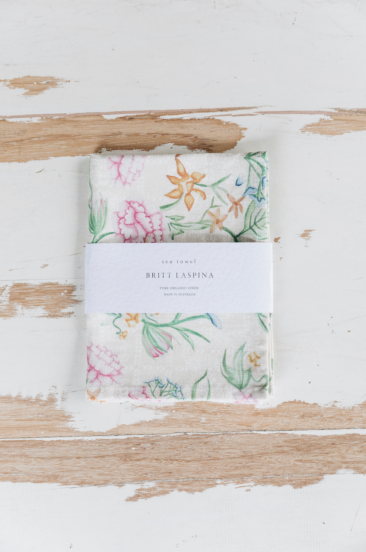 Pink Peonia Organic Linen Tea Towel
