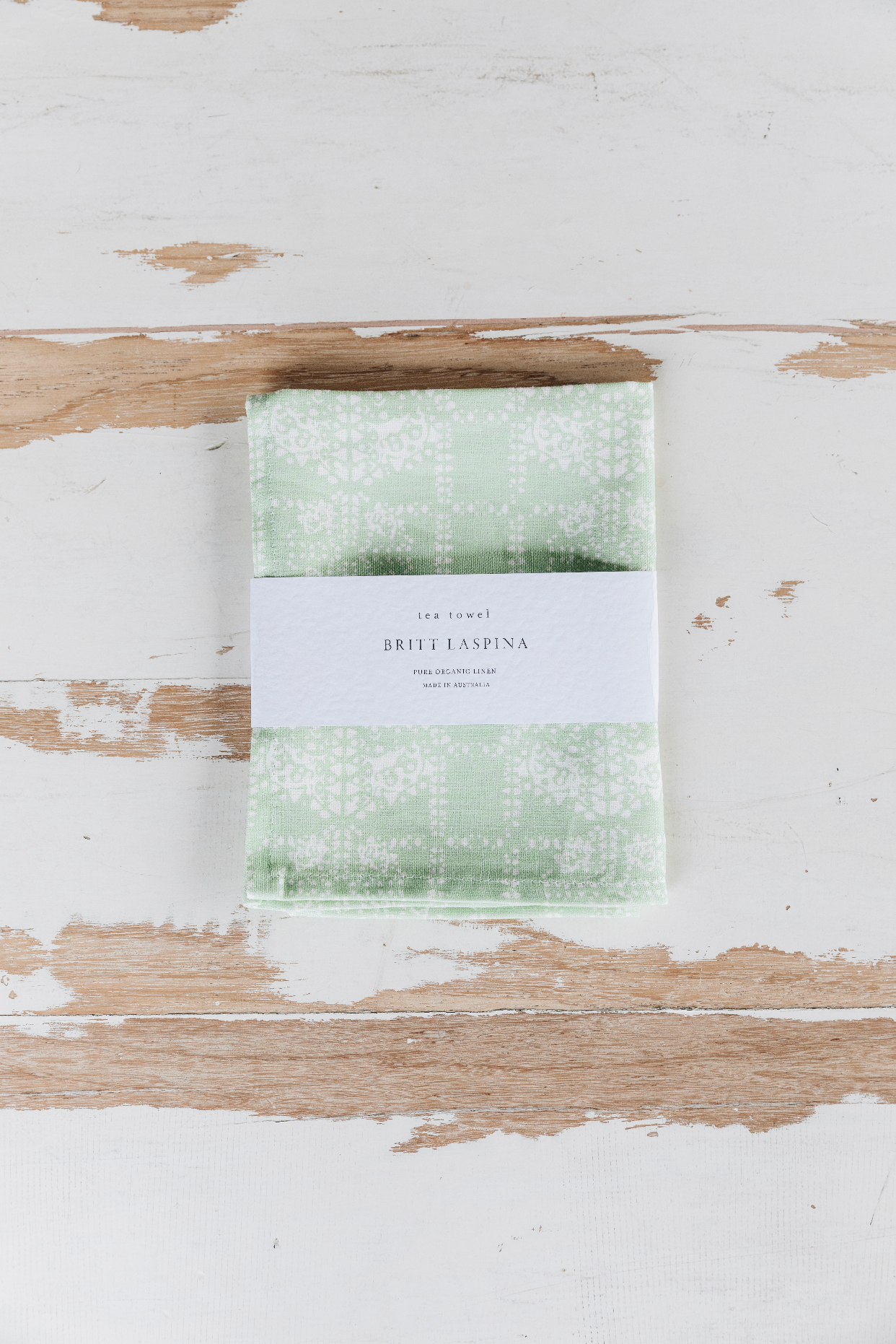Pistachio Geo Organic Linen Tea Towel