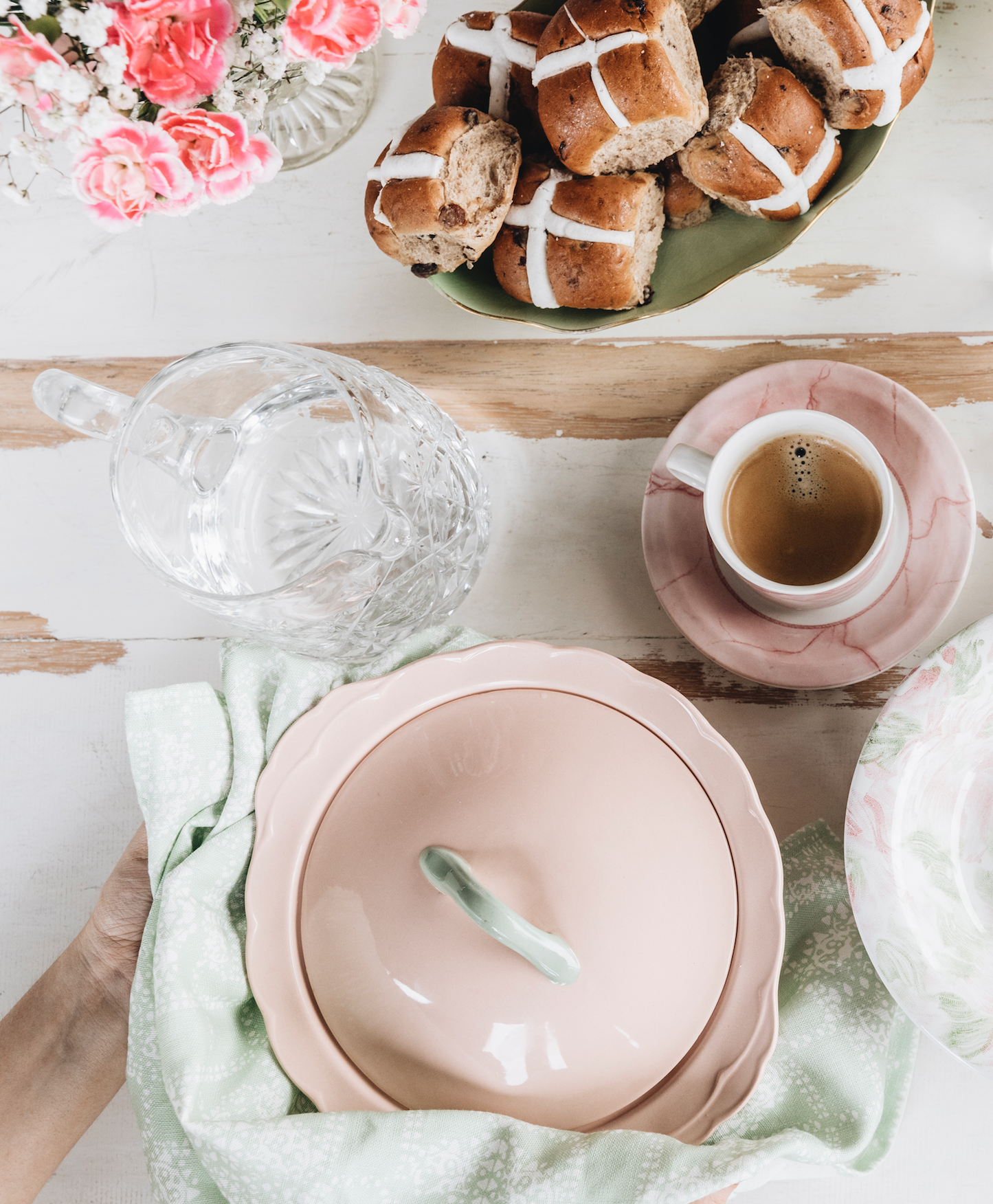 Pistachio Geo Organic Linen Tea Towel