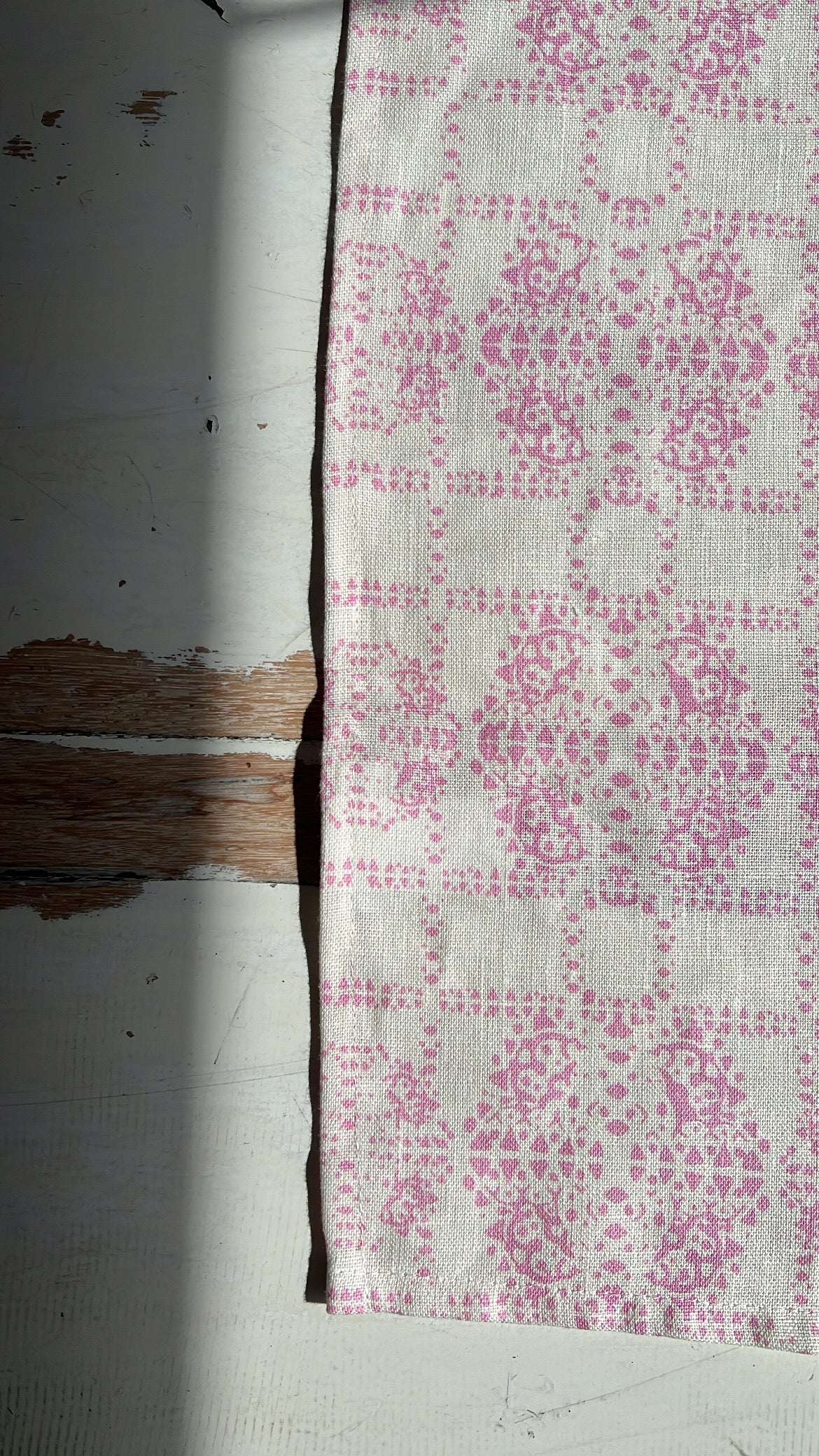 Pink Geo Linen Tea Towel