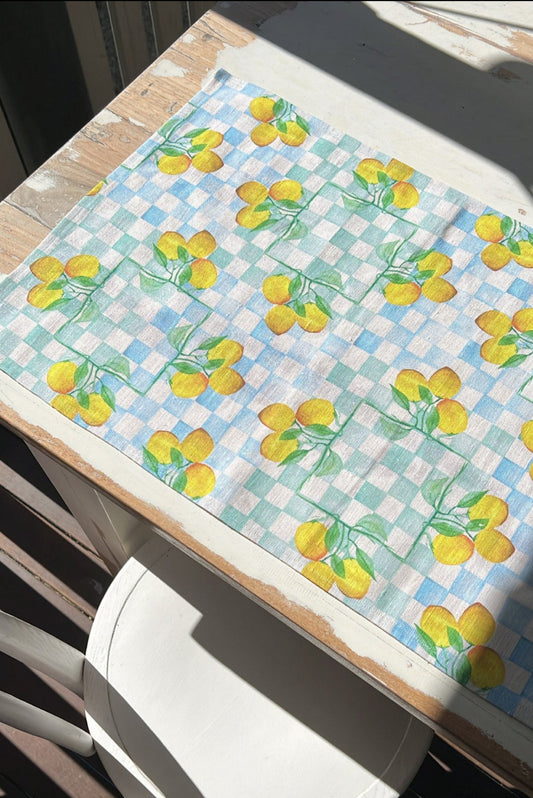 Lemon Linen Tea Towel