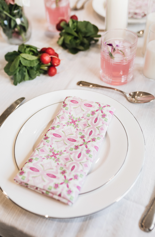 Ravello Tile Organic Linen Napkins - Set of 4