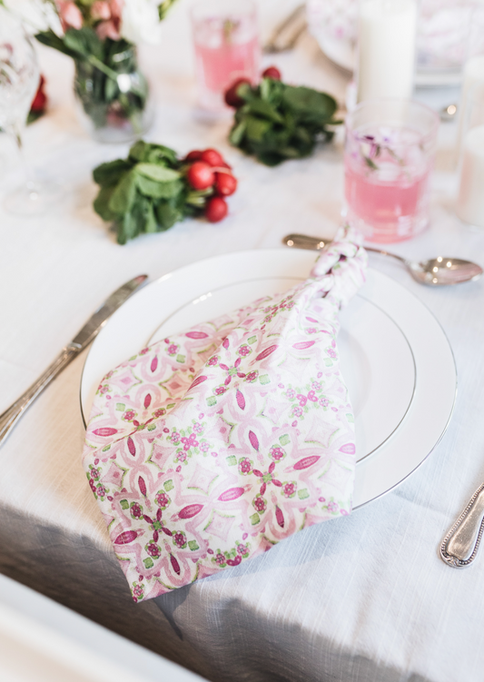 Ravello Tile Organic Linen Napkins - Set of 4